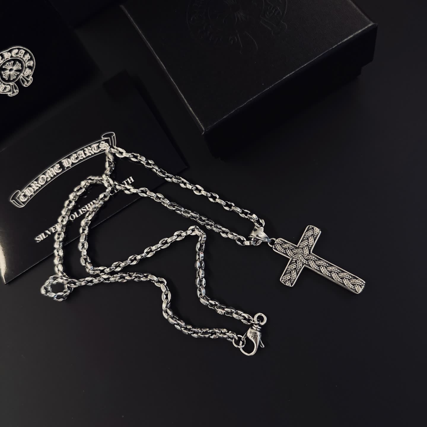 Chrome Hearts Silver Cross Pendant Necklace
